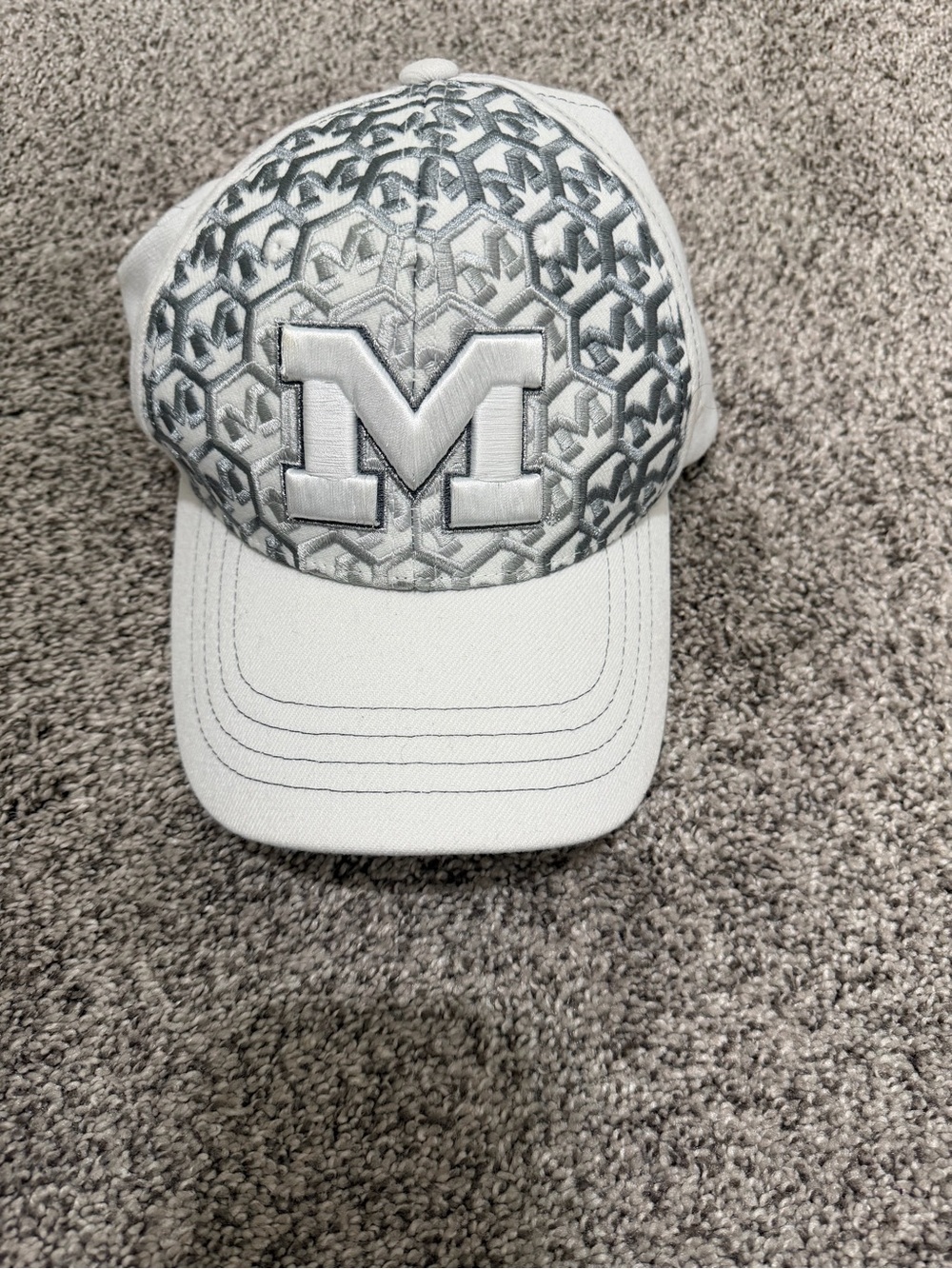 Michigan Embroidered Monogram Gray & White Men's Baseball Cap